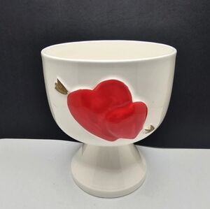 Vintage Valentine Footed Planter Japan Red Heart